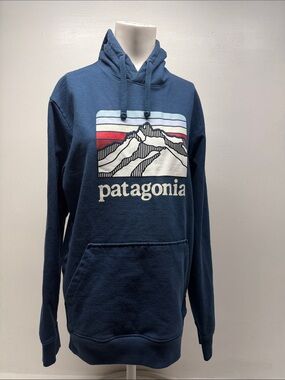 Patagonia Logo Ridge Hoodie Uprisal Hoody Sweatshirt Blue Men's Size Medium